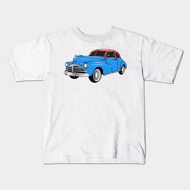 Classic car 1948 cartoon illustration Kids T-Shirt by Miss Cartoon